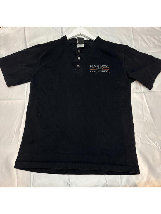 Harley-Davidson Other - Harley Davidson Henley Shirt Black Short Sleeve Cotton Mens Medium